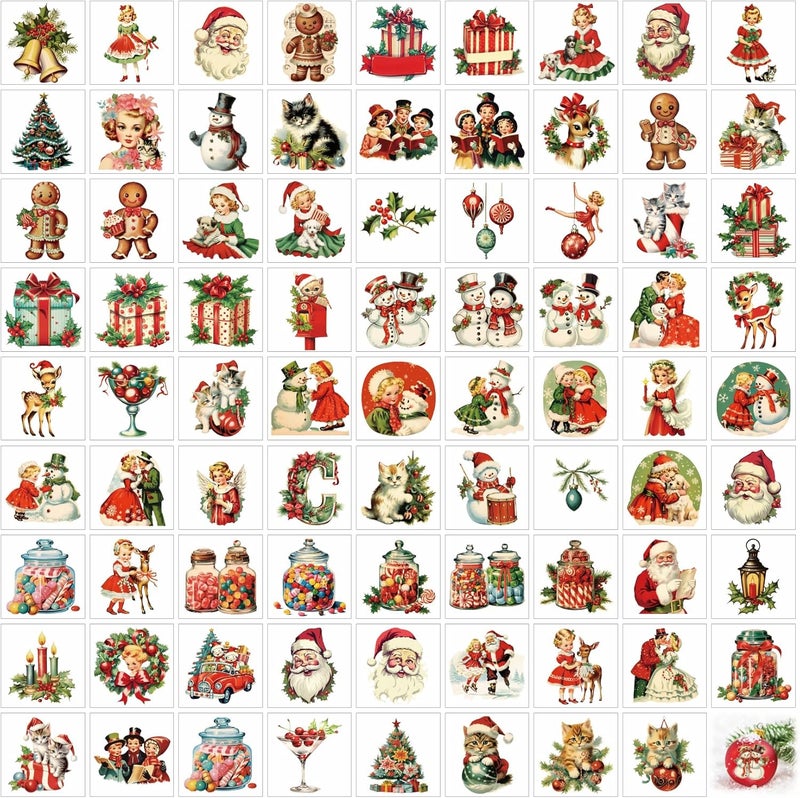 yhslmh Christmas Transfers for Crafts Rub On Stickers Vintage Christmas Decals Rub On Transfer for Wood Ornaments Crafting Glass Ball Furniture Canvas Fabric Project (Santa80) - Image 1